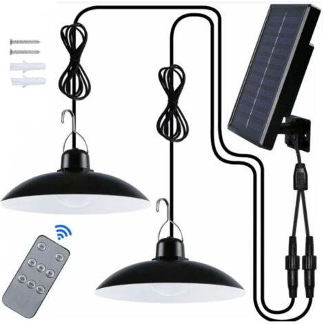 Lampe Solaire Extérieur, Double Tête IP65 éTanche Lustre Solaire avec Télécommande pour Jardin/Pergola/Balcon/Terrasse (1/5)