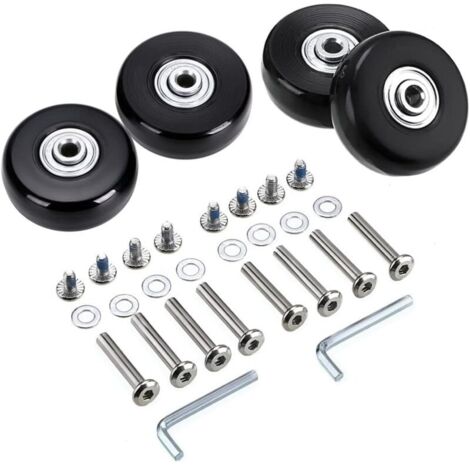 4Pcs 50x18mm Bagages Valise Roues De Rechange, Roulettes Pivotantes En Caoutchouc Roulettes Roulements Kits De Rparation,Noir (1/5)