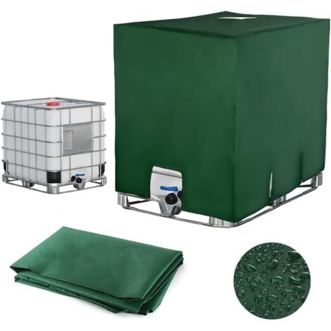 Bâche pour Cuve 1000L IBC, Bâche de Réservoir d'eau Couvercle de Protection pour Réservoir Housse De Réservoir Anti-poussière Vert -120 x 100 x 116 cm (1/5)