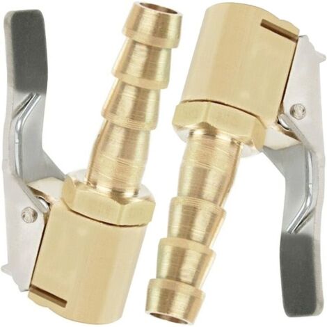 2 Pièces Embout de Gonflage,Embout Gonflage Pneu Voiture,Embout Gonfleur avec Clip,Gonflage Valve Clip Pince Connecteur Adaptateur,pour Valves de Pneu,en Laiton,8mm (1/5)
