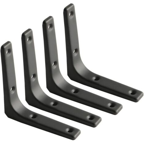Équerre Étagère Murale, Équerre Métal Mat Noir, Support Étagère Métal pour Déco Cusine, Équerre Charge Lourde, 100mm100mm, 4pcs (1/5)