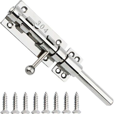 304 Targette En Acier Inoxydable, 200mm Loquet De Porte, épaissi Targette De Porte, Loquet De Porte À Boulon Coulissant avec 6 Vis pour Portail De Jardin, Cabanon (1/5)