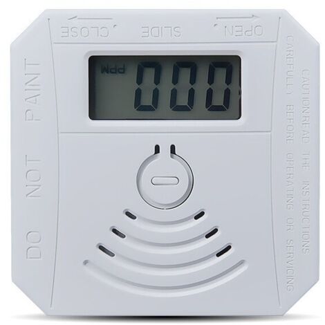 Détecteur de gaz Détecteur de fumée de monoxyde de carbone combiné Détecteur de fumée CO à piles avec écran d'affichage LED Flash Alarme sonore Motif d'avertissement sonore - blanche (1/5)