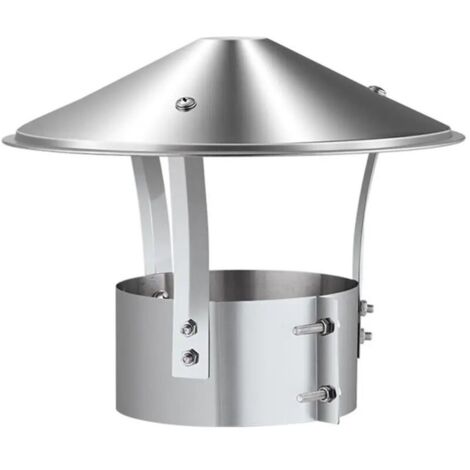 Chapeau de cheminée, échappement en acier inoxydable, tuyau d'échappement, cheminée extérieure (argent brillant)，200mm