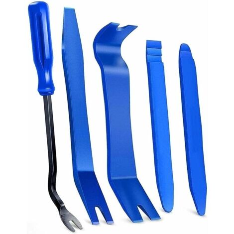 5 pièces Set d’Outils de démontage de Garniture pour Un Retrait Facile et sans Rayures de Panneaux de portières, des Fixations, des Tableaux de Bord et des moyeux de Roue des Voitures (1/5)