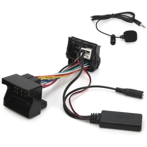 Adaptateur Bluetooth AUX-IN, 12Pin DC12V Câble Bluetooth AUX-IN Adaptateur Audio Stéréo avec Microphone pour Peugeot 207 307 407 308