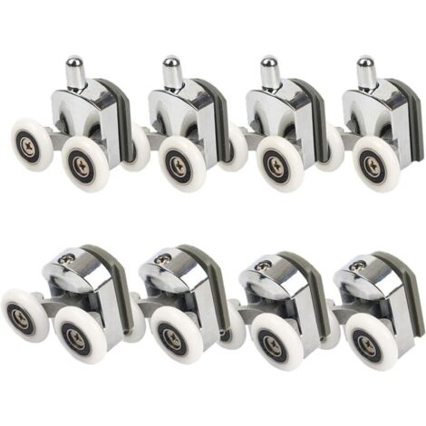 Roulettes de porte de douche, Roulettes de porte de douche 23mm Roulettes de curseur Poulies 8PCS Diamètre de la porte de douche Haut Bas Pièces de rechange de salle de bain (1/5)