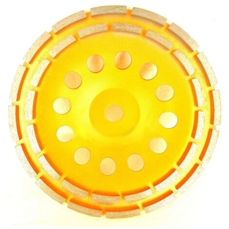 Disque Diamant, Diamant à Meuler Béton 230 x 22,2 mm Double Rangée, Meule Diamantée Universelle pour Poncer Béton, Pierre, Granit Chape, Maçonnerie, Usage Universel(Jaune)