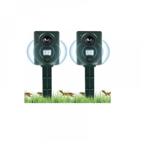2X Répulsif Chat Jardin à Ultrasons, Répulsif Chats avec Piquet au Sol Prévenir Les Chiens et Les Chats, Les Oiseaux, pour Jardins, Champs, Pépinières, Etanche (1/5)