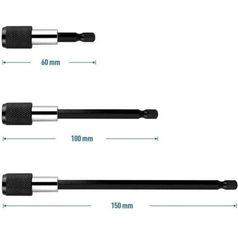 Lot de 3 douilles de tournevis à tige hexagonale à dégagement rapide, porte-embouts, rallonge magnétique, adaptateur de mandrin pour vis et écrous (1/4)