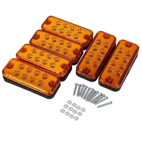 6pcs 8 LED Clearance Side Marker Light Indicateur Lampe Camion Remorque Camion Jaune (1/5)