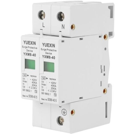 220V 40KA 2P Parafoudre Protecteur de Surtension Domestique Voltage Surge Arrester Device Dispositif de Contre les Surtensions (1/5)