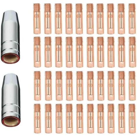 42 pices MB15 15AK buses de gaz buses de contact porte-buse 0,8 mm MIG/MAG consommables pour torche de soudage pointes de contact MIG machine de soudage MIG