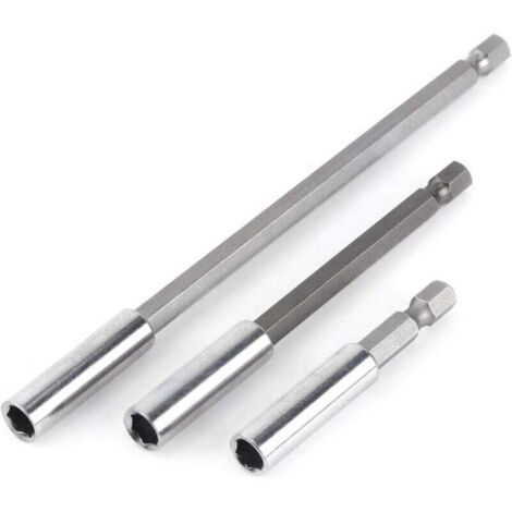 3pcs 1/4" Tige Porte Embouts Magnétique Extension de Vissage Rallonge Perceuse Électrique Tournevis Extension pour Foret Electrique (1/4)