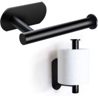 On and Off Porte Papier Toilette, Support Premium sans Perçage, Porte Rouleau Papier Toilette Mural en Acier Inoxydable pour Cuisine et Salle de Bain, Noir