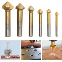 HSS coniques fraisés Foret à Chanfreiner 6 PCS 90 ° revêtements en à Noyer titane Ø 6,3-20,5 mm Outil de Vis Convient Pour DIY Bois Métal PVC