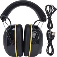Cache-oreilles de Protection Auditive, Protecteur Auditif Bluetooth Confortable Rechargeable avec Connexion Stable 1000 MAh, Cache-oreilles de Sécurité Durables pour la Tonte, la Construction