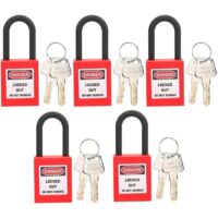 Serrure de Consignation, Ensemble de Cadenas de Consignation de 38 Mm pour Stations de Consignation, Cadenas de Sécurité avec 2 Clés par Serrure, 5 Jeux(rouge)