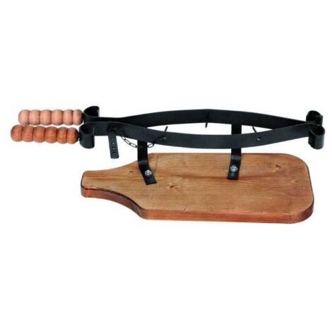 Cerradura para jamón base de madera y acero pintado con bisagra