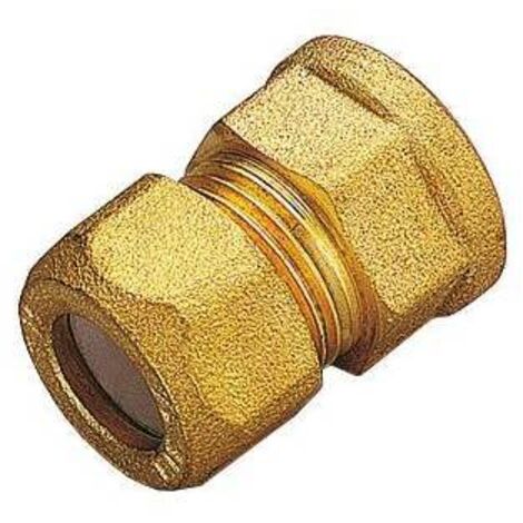 10 x RACCORDO OTTONE DIRITTO BICONO FEMM GAS 16X1/2