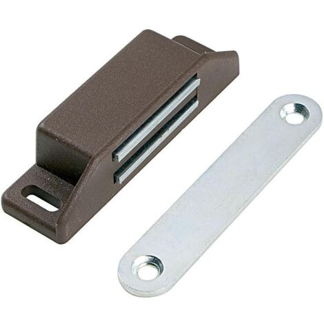 cierre magnetico rectangular 65x18 8kg. marrón con placa, para puerta pesante montaje tirafondo (1/2)