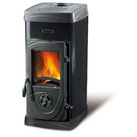Estufa de leña Nordica Super Junior panorámica 5 kW negra Modelo 7111076