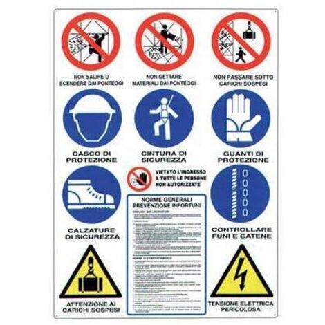 Placa de se�alizaci�n de obligaciones y prohibiciones en obra