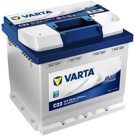 Batería VARTA C22 Blue Dynamic 52Ah 12v: Largo 207 x Ancho 175 x Alto 190mm