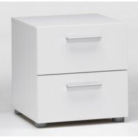 Mesita de noche de dormitorio blanca en kit con dos cajones cm 40x40x42h