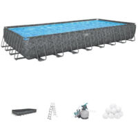 Kit de piscina elevada tubular BESTWAY - APX 365 - 956 x 488 x 132 cm - Rectangular (Filtro de arena, 500g polysphere, escalera)