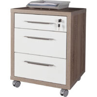 Cómoda Oficina 3 Cajones Línea 'Chania' Cm. 49 X 45 X H.63 - Roble/Blanco