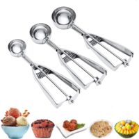 Ice cream scoop, 3-piece cookie scoop set, stainless steel ice cream scoop with trigger release function.