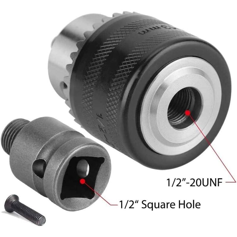 Mandrin Auto-serrant 13 Mm 1/2-20 UNF Pour Perceuse Sans Fil - Acier Trempé - Changement Rapide Sans Clé