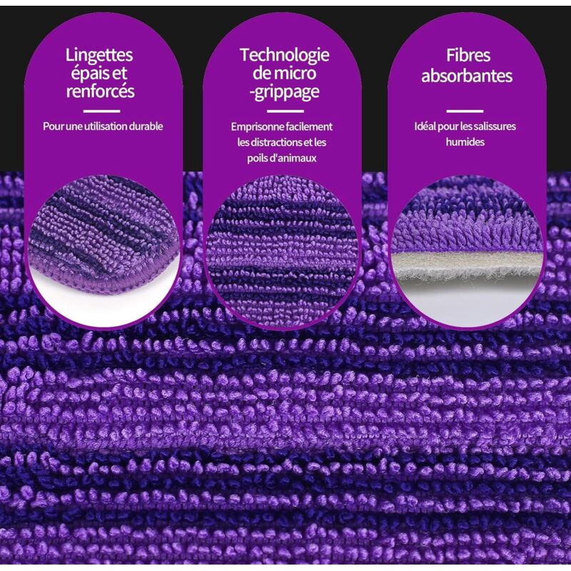 Lot De 4 Lingettes Réutilisables Pour Swiffer Sweeper - Microfibre - Nettoyage Sols Secs/Humides - Compatible 25-30 Cm