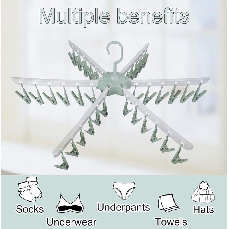 Chaussette, Étendoir à Linge à Suspendre Avec 32 Pinces,Etendoir Linge