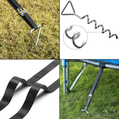 Hengda Piquets D'ancrage Spirales Sangles De Serrage Kit Ancrage Acier Inoxydable Fixations Pour Trampoline Scuri 66742085 Hengda Piquets D'ancrage Spirales Sangles De Serrage Kit Ancrage Acier Inoxydable Fixations Pour Trampoline Scuri 66742085