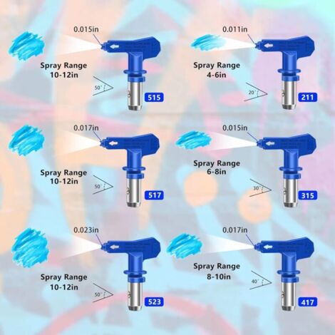Lot De 5 Buses De Pulvérisation Réversibles 211/313/415/517/623 - Acier Tungstène, Jusqu'à 345 Bar, Compatibles Pulvérisateurs Sans Air