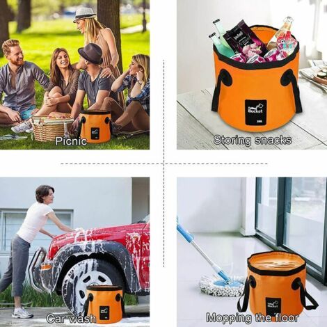 Seau Pliable Et Conteneur D'eau Portable - Pour Camping, Rando, Lavage Voiture (3L/5L, Occasion)