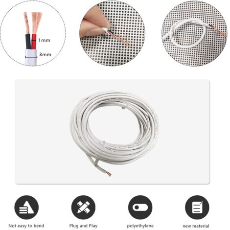 Fil Transparent Câble Électrique Plat Transparent 2x28AWG GOIYZTTR - 20m, PVC, Pour Appareils Faible Puissance (12V) - Fil Souple