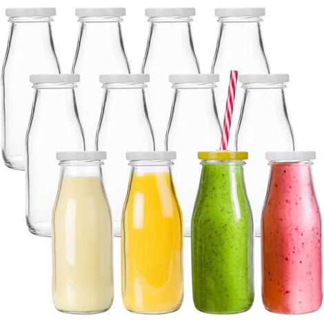 Lot 12 Mini Bouteilles Verre 60 Ml Réutilisables | Bouchon Hermétique | Idéales Shots Gingembre, Jus, Smoothies, Épices | Avec Étiquettes