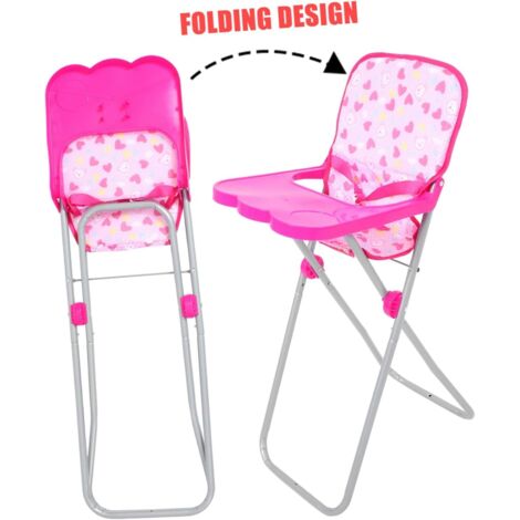 Abaodam Chaise Haute Pour Poupée – Jouet D’éveil En Plastique Rose, Meuble Miniature Pour Enfants, Table De Jeu Et Accessoire Maison De Poupée