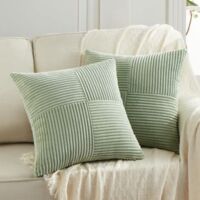 Lot De 6 Housses De Coussin 45x45 Cm En Velours Vert Sauge - Décoratives Pour Canapé, Salon, Lavables
