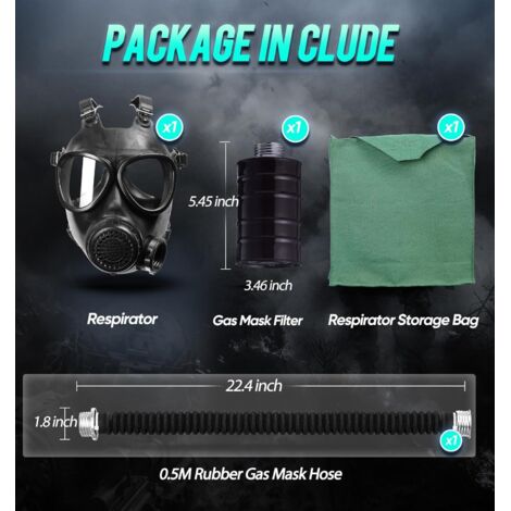 OAREA Masque Respirateur Tactique Demi-masque – Filtres Remplaçables – Pour Paintball, Airsoft, Chasse, Militaire – Noir MA-119