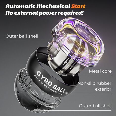 BeSokar Gyroball Balle d'exercice gyroscopique pour le poignet Démarrage automatique 5 niveaux de résistance et contrôle de la lumière Pour renforcer les bras, les doigts, les poignets BeSokar Gyroball Balle d'exercice gyroscopique pour le poignet Démarrage automatique 5 niveaux de résistance et contrôle de la lumière Pour renforcer les bras, les doigts, les poignets