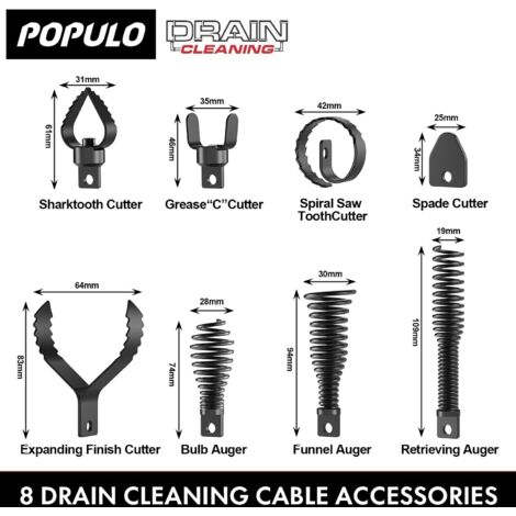 Attaché de forage de serpent de drain de 8 pièces, couramment utilisé