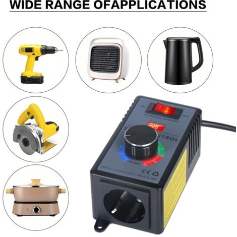Variateur de Vitesse pour Moteur AC 230V 10 A 4000W Régulateur de Vitesse, Regulateur de Tension, Variateur de Vitesse pour Moteur - Bricolage Variateur de Vitesse pour Moteur AC 230V 10 A 4000W Régulateur de Vitesse, Regulateur de Tension, Variateur de Vitesse pour Moteur - Bricolage