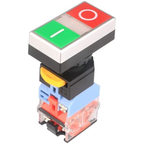 Sourcing Map Station Poussoir Avec Interrupteurs NO NC Rouge/Vert + Arrêt Urgence, Boîte De Commande Momentanée Autobloquante 10A/440V