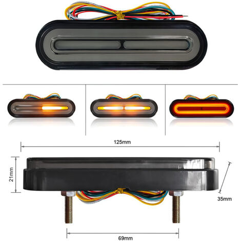 Bande LED Flexible 48 SMD Ambre Moto Voiture - Clignotant Frein Stop Feu - Étanche IP68