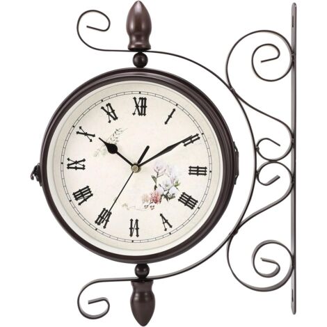 Owneed Horloge de gare double face - Horloge murale vintage Owneed Horloge de gare double face - Horloge murale vintage