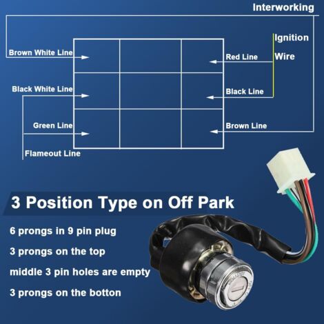 Interrupteur Clé Contact 4 Fils Universel 50cc-125cc – Démarreur ATV Quad Scooter Dirt Bike Taotao SUNL 4 Broches